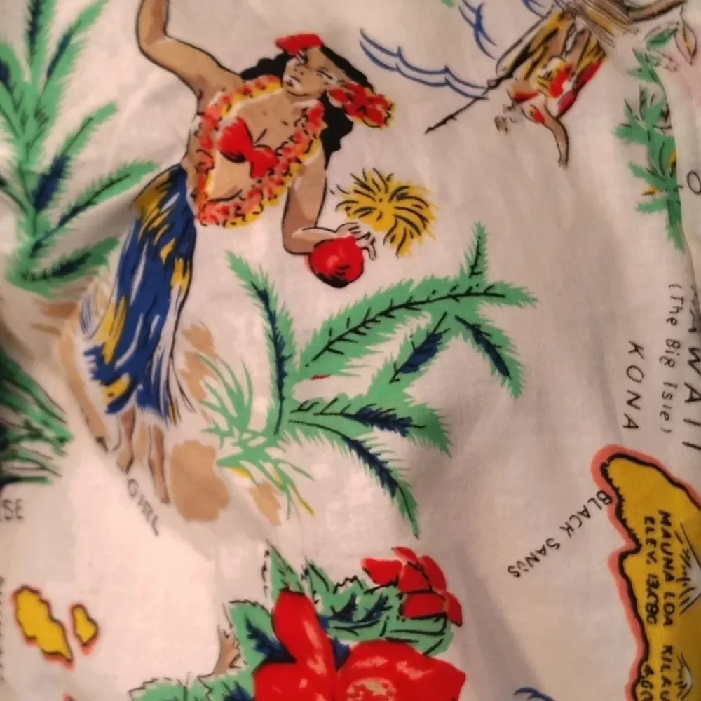 J.Crew Hawaiian Destination Graphic Retro Vacation Tie Long Sleeve Button Top S